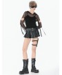 Dark in love Black Gothic Tactical Punk Asymmetric Pleated Shorts