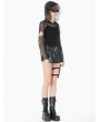 Dark in love Black Gothic Tactical Punk Asymmetric Pleated Shorts