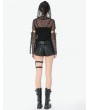 Dark in love Black Gothic Tactical Punk Asymmetric Pleated Shorts