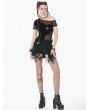 Dark in love Black Gothic Punk Mesh Spliced Pleated Shorts with Garters