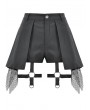 Dark in love Black Gothic Punk Mesh Spliced Pleated Shorts with Garters