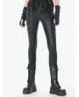 Dark in love Black Gothic Punk Asymmetric Studded Pants for Women