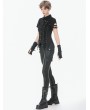 Dark in love Black Gothic Punk Asymmetric Studded Pants for Women