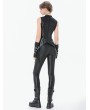 Dark in love Black Gothic Punk Asymmetric Studded Pants for Women