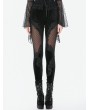 Dark in love Black Gothic Velvet Mesh Patchwork Leggings for Women