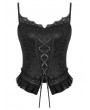 Dark in love Black Lace Court Gothic Lace-Up Camisole Top for Women