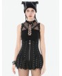 Dark in love Black Dark Gothic Punk Mesh Strap Halter Top for Women