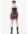 Dark in love Black and Red Punk Plaid Gothic Cross Strap Top for Women