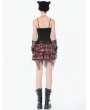 Dark in love Black and Red Punk Plaid Gothic Cross Strap Top for Women