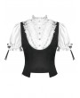 Dark in love Black and White Gothic Lace Ruffled Blouse for Women