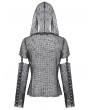 Dark in love Black Gothic Punk Mesh Hollow-Out Hooded Top for Women