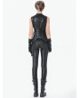 Dark in love Black Gothic Punk Distressed Leather Lace-Up Vest Top for Women
