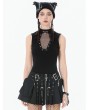 Dark in love Black Gothic Punk Coffin Mesh Panel Tank Top for Women