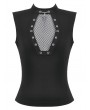 Dark in love Black Gothic Punk Coffin Mesh Panel Tank Top for Women