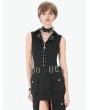 Dark in love Black Gothic Punk Studded Lace-Up Vest Top for Women