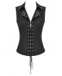 Dark in love Black Gothic Punk Studded Lace-Up Vest Top for Women