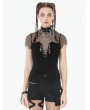 Dark in love Black Gothic Punk Irregular Mesh Chain Top for Women