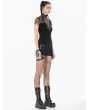 Dark in love Black Gothic Punk Irregular Mesh Chain Top for Women