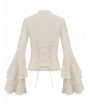 Dark in love Ivory Steampunk Gothic Lace Flare Sleeve Shirt for Women