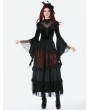 Dark in love Black Retro Gothic Velvet Lace Embroidered Shirt for Women