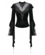 Dark in love Black Retro Gothic Velvet Lace Embroidered Shirt for Women