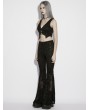 Punk Rave Black Gothic Jacquard Lace Flared Pants for Women