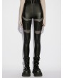 Punk Rave Black Gothic Punk Pleated Mesh Splicing Leggings for Women
