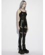 Punk Rave Black Gothic Punk Pleated Mesh Splicing Leggings for Women