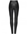 Punk Rave Black Gothic Punk Pleated Mesh Splicing Leggings for Women