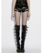 Punk Rave Black Gothic Punk Cutout Patent Leather Shorts for Women
