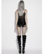Punk Rave Black Gothic Punk Cutout Patent Leather Shorts for Women