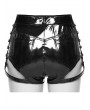 Punk Rave Black Gothic Punk Cutout Patent Leather Shorts for Women