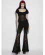 Punk Rave Black Gothic Lace Denim Flared Pants for Women