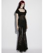 Punk Rave Black Gothic Lace Denim Flared Pants for Women