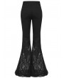 Punk Rave Black Gothic Lace Denim Flared Pants for Women