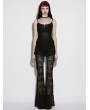 Punk Rave Black Gothic Lace Ruched Flared Pants for Women