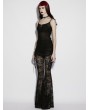 Punk Rave Black Gothic Lace Ruched Flared Pants for Women