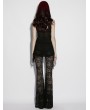 Punk Rave Black Gothic Lace Ruched Flared Pants for Women