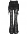 Punk Rave Black Gothic Lace Ruched Flared Pants for Women