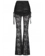 Punk Rave Black Gothic Lace Ruched Flared Pants for Women