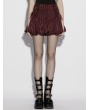 Punk Rave Red Gothic Striped Bloomer Shorts for Women