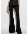 Punk Rave Black Gothic Mesh Panel Velvet Flared Pants for Women
