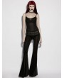 Punk Rave Black Gothic Mesh Panel Velvet Flared Pants for Women