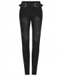 Punk Rave Black Gothic Castle Dark Pattern Jacquard Jeans for Women