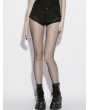 Punk Rave Black Gothic Punk Slim Knit Denim Shorts for Women