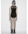 Punk Rave Black Gothic Punk Slim Knit Denim Shorts for Women