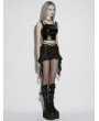 Punk Rave Black Post-Apocalyptic Drawstring Gothic Shorts with Waist Chain