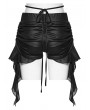 Punk Rave Black Post-Apocalyptic Drawstring Gothic Shorts with Waist Chain
