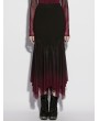 Punk Rave Black and Red Gothic Gradient Irregular Fishtail Skirt