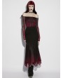 Punk Rave Black and Red Gothic Gradient Irregular Fishtail Skirt